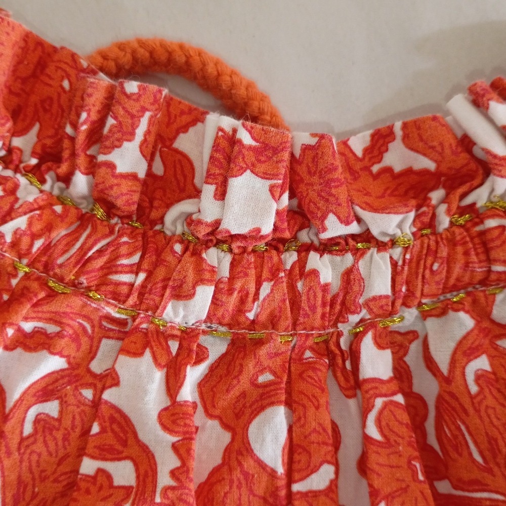 Chelsea & Theodore Orange Floral Tiered Mini Dress Sleeveless Tassel Tie XL - Picture 11 of 14